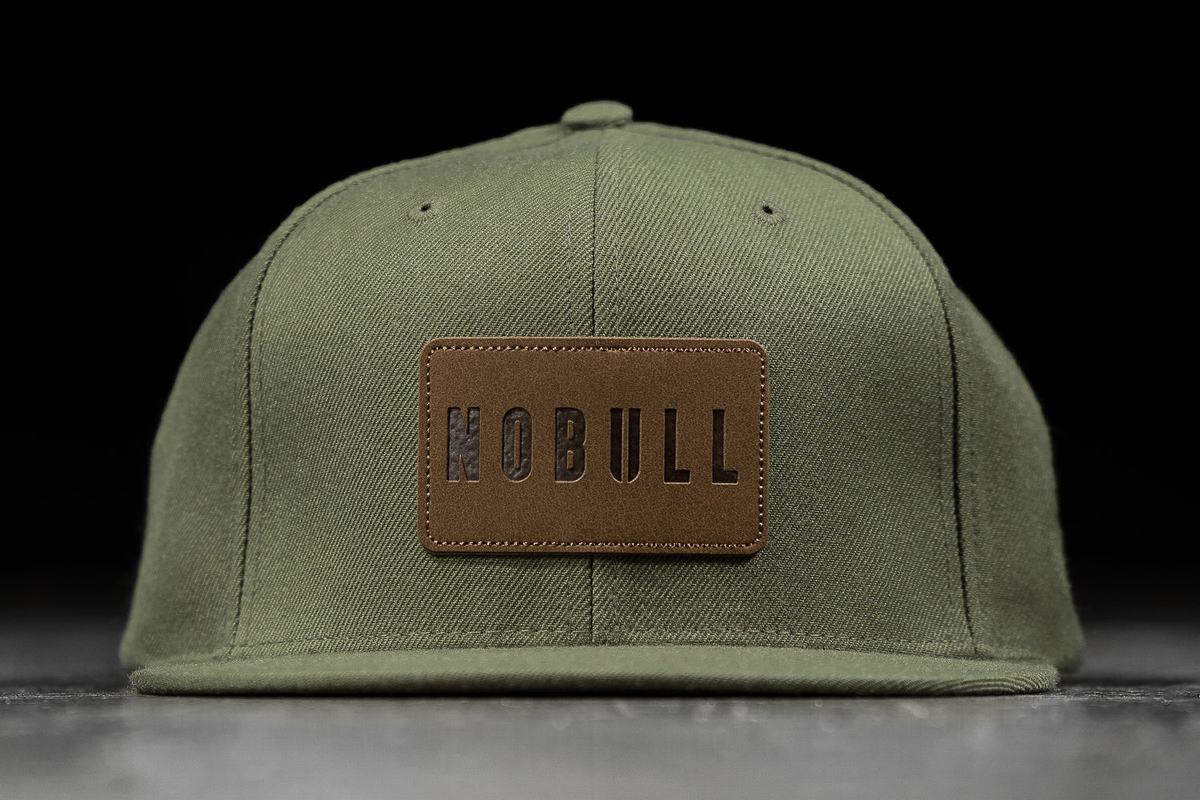 Nobull Flat-Brim Snapback Men\'s Hats Olive | Australia (OV3247)